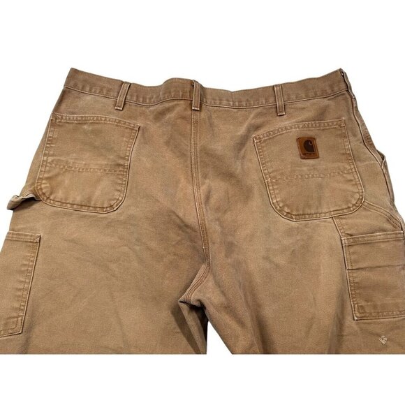 Vtg Carhartt Pants B11 Brown Canvas Dungaree Carpenter Workwear Y2K Mens 44x29 - Picture 4 of 7